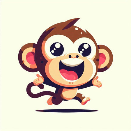 funny cartoon monkey on white background, vector illustration, epsのイラスト素材