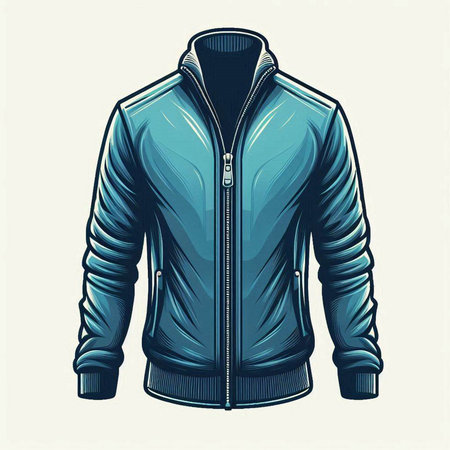 Vector illustration of a men's jacket in blue color isolated on white backgroundのイラスト素材
