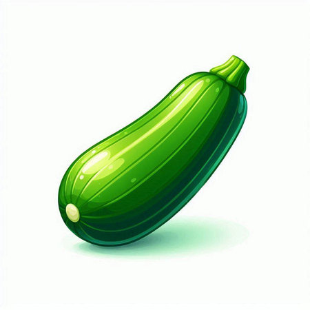 Illustration of a fresh green zucchini on a white backgroundのイラスト素材