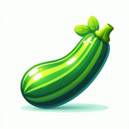 Illustration of a fresh green zucchini on a white backgroundのイラスト素材