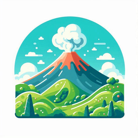 Mt. Fuji, Japan. Vector illustration in flat style.のイラスト素材