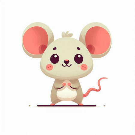 Cute cartoon mouse. Vector illustration isolated on a white background.のイラスト素材