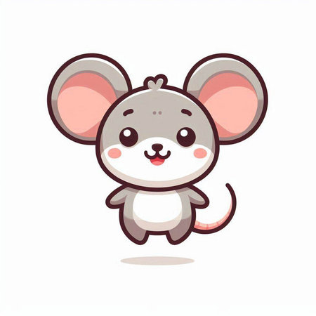 Cute cartoon mouse character. Vector illustration isolated on white background.のイラスト素材