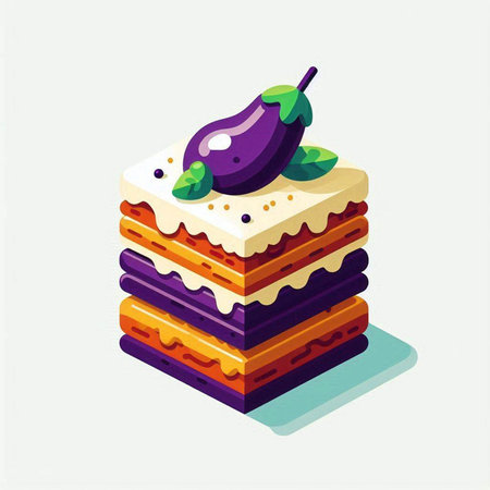 Eggplant cake. Isometric vector illustration in flat style.のイラスト素材
