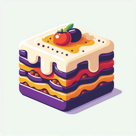 Isometric illustration of a cake on a white background. Vector illustrationのイラスト素材