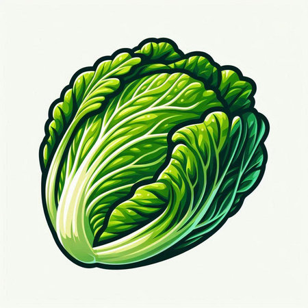 Illustration of a fresh chinese cabbage isolated on a white backgroundのイラスト素材