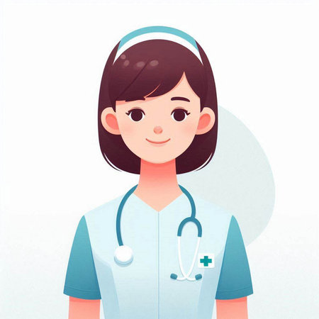Nurse with stethoscope on white background. Vector illustration.のイラスト素材
