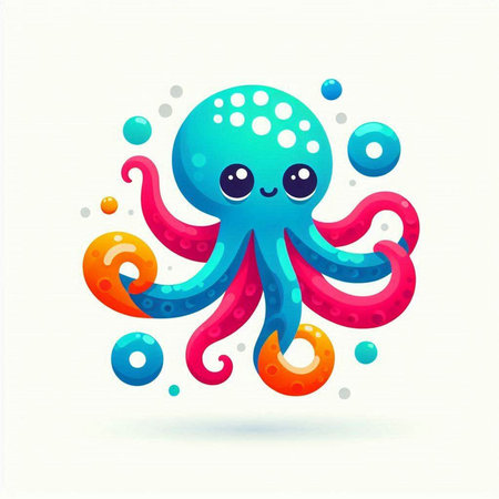 Illustration of cute octopus on white background. Vector illustration.のイラスト素材