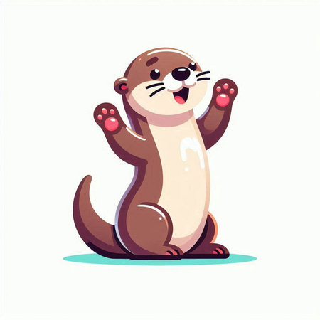 Funny cartoon otter. Cute animal. Vector illustration.のイラスト素材