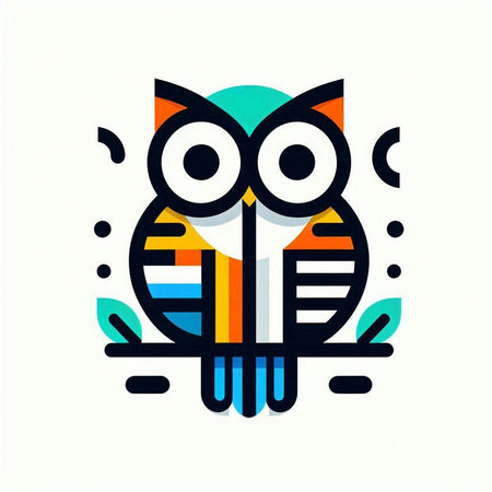 Owl head vector logo design template. Cute cartoon owl mascot.のイラスト素材