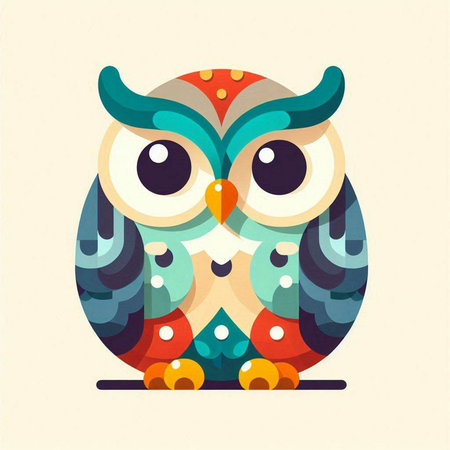 Cute owl. Vector illustration in flat style. Colorful owl.のイラスト素材