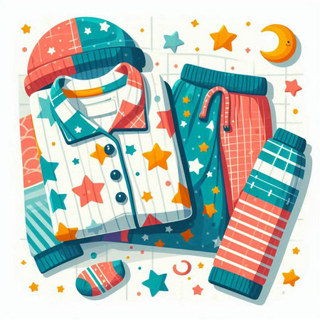Vector illustration of a set of winter clothes and accessories for children.のイラスト素材