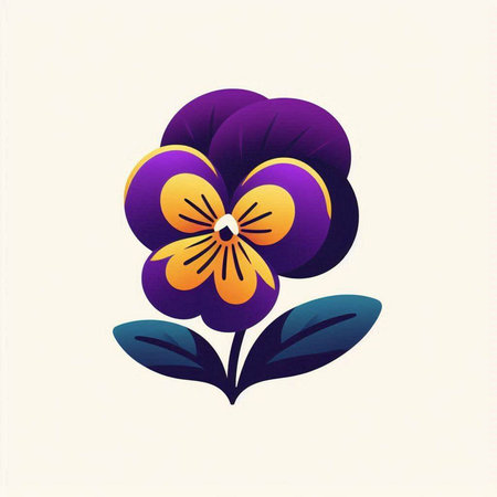 Violet flower icon. Floral design element. Vector illustration.のイラスト素材