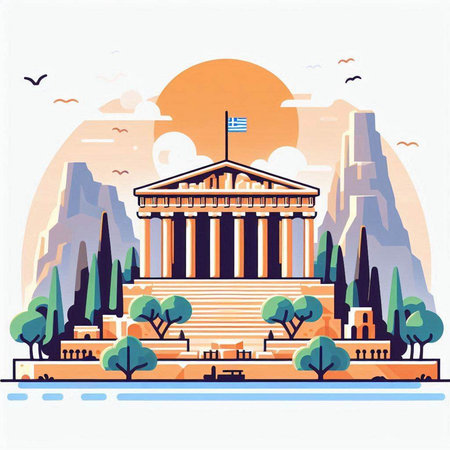 Athens, Greece. Famous landmark. Vector illustration in flat styleのイラスト素材
