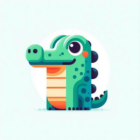 Cute cartoon crocodile. Vector illustration. Flat design style.のイラスト素材