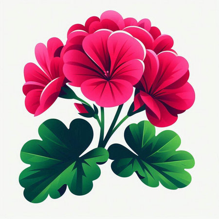 Geranium flowers on a white background. Vector illustration EPS10.のイラスト素材
