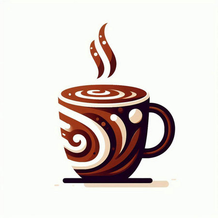 Coffee cup with latte art design. Vector illustration.のイラスト素材