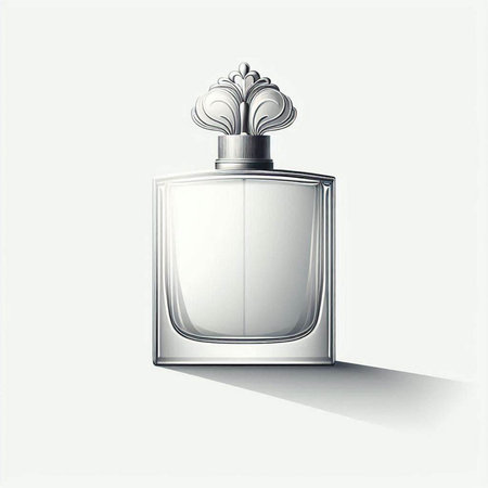Perfume bottle with a flower on a white background. Vector illustrationのイラスト素材
