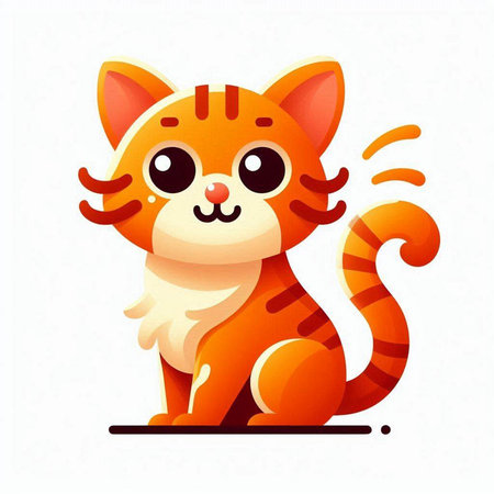 Cute cartoon cat. Vector illustration isolated on a white background.のイラスト素材