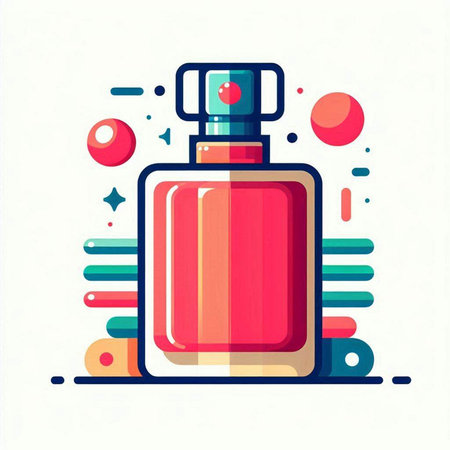 Perfume bottle icon in flat linear style. Vector illustration.のイラスト素材