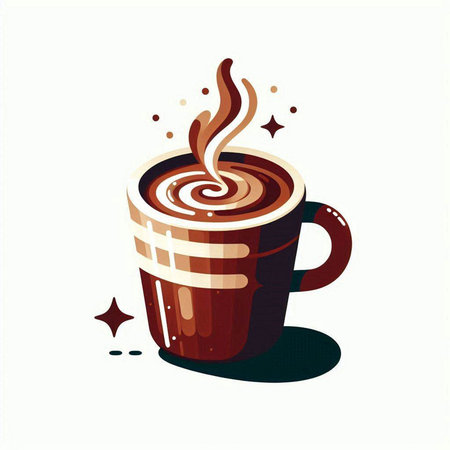 Coffee cup with latte or cappuccino, vector illustrationのイラスト素材