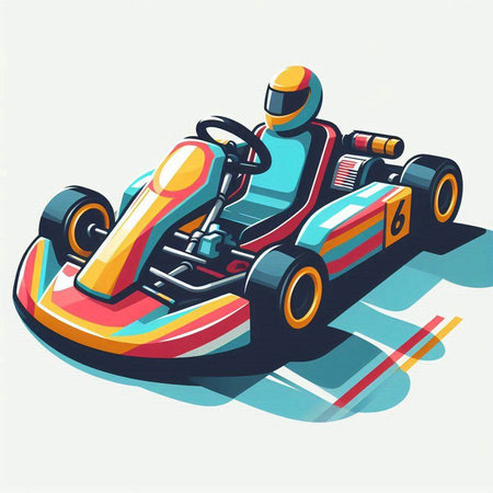 Funny karting on the race track. Vector illustration.のイラスト素材