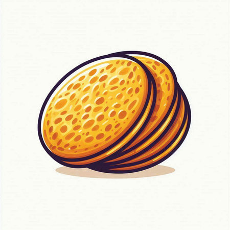 Illustration of a round cracker isolated on a white background.のイラスト素材