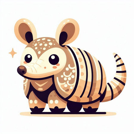 Cute cartoon armadillo on a white background. Vector illustration.のイラスト素材