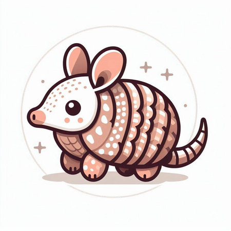 Cute cartoon armadillo. Vector illustration on white background.のイラスト素材