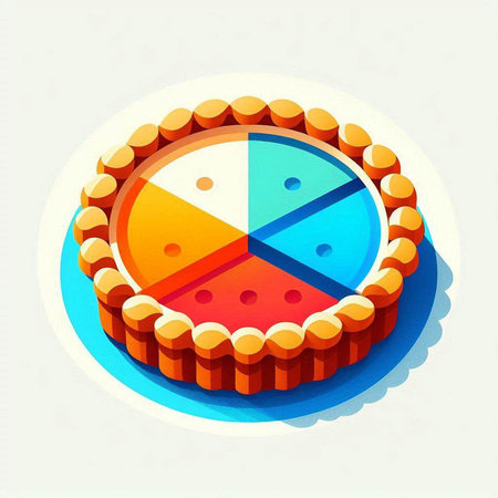 Isometric pie chart icon, vector illustration. Flat design style.のイラスト素材