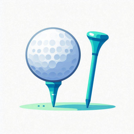 Golf ball and golf tee on white background. Vector illustration.のイラスト素材