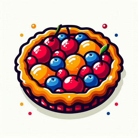 Cherry pie. Vector illustration of a pie with cherries.のイラスト素材