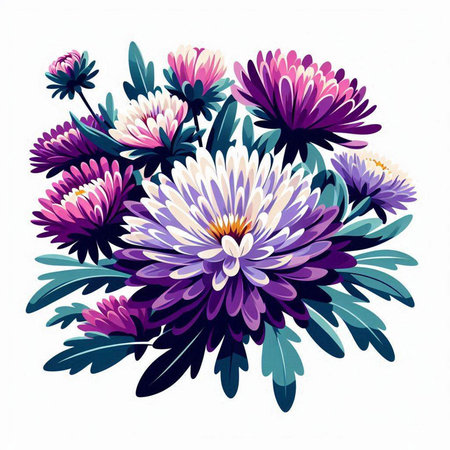 Bouquet of chrysanthemums. Vector illustration.のイラスト素材