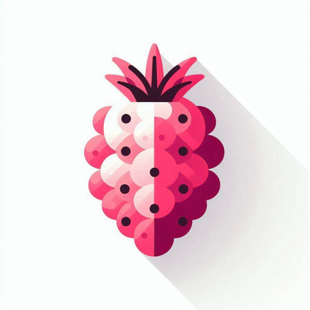 Raspberry icon in flat style with long shadow. Vector illustration.のイラスト素材