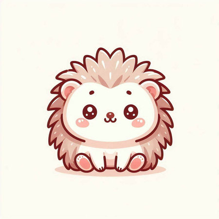 Cute cartoon hedgehog. Vector illustration on a white background.のイラスト素材