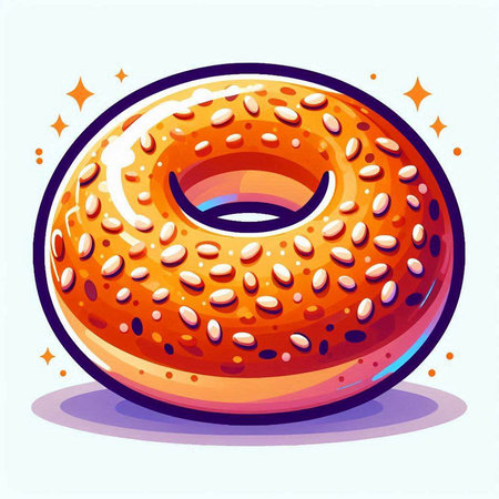 Cartoon donut with glaze and sprinkles, vector illustrationのイラスト素材
