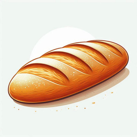 Illustration of a fresh loaf of bread on a white background.のイラスト素材