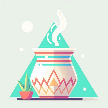 Ceramic vase with incense. Vector illustration in flat styleのイラスト素材