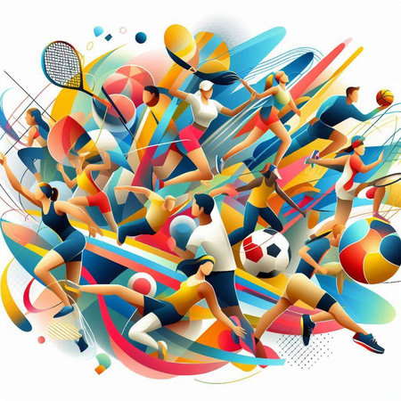 Sport abstract background with people. Vector illustration. Clip-art.のイラスト素材
