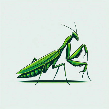 Praying mantis. Hand drawn vector illustration of a praying mantis.のイラスト素材