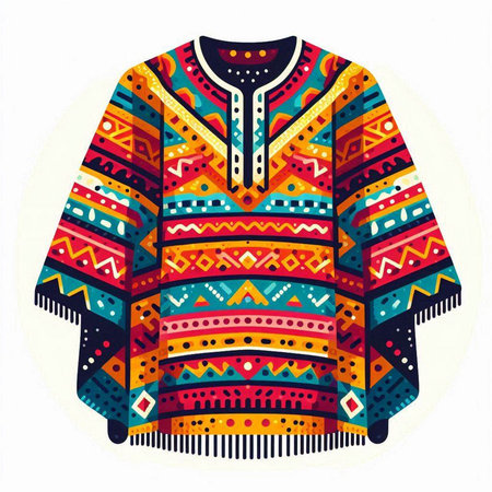 Colorful ethnic sweater isolated on a white background. Vector illustration.のイラスト素材