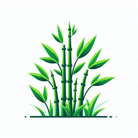 Bamboo vector icon isolated on white background. Vector illustration of green plant.のイラスト素材