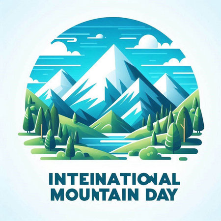 International Mountain Day. Vector illustration in flat style. Holiday concept.のイラスト素材