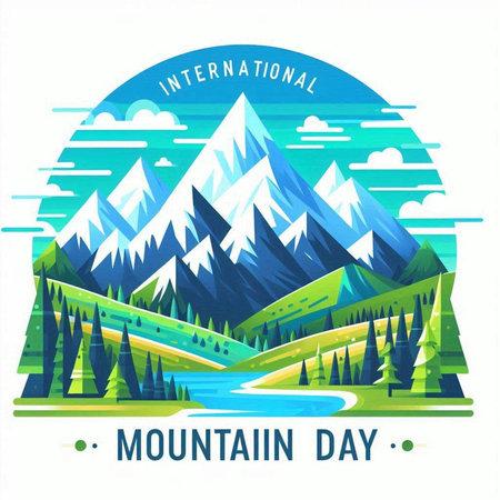 Mountain and river in the flat style. Vector illustration for your designのイラスト素材