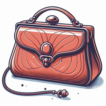 Illustration of a woman's handbag on a white background.のイラスト素材