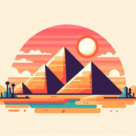 Egyptian pyramids. Vector illustration in flat style. EPS 10のイラスト素材