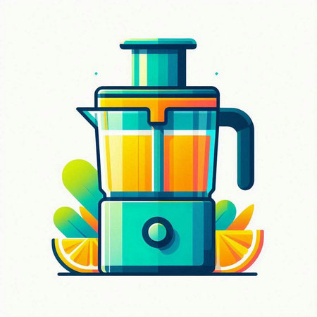 Vector illustration of a juicer with orange juice in a flat style.のイラスト素材