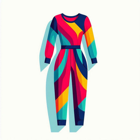 Womens sportswear. Colorful jumpsuit. Vector illustrationのイラスト素材