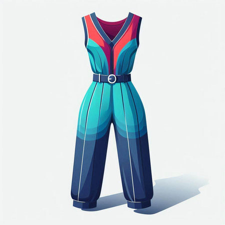 Women's blue jumpsuit on a white background. Vector illustration.のイラスト素材