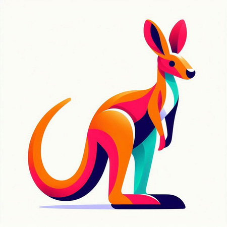Kangaroo icon. Colorful kangaroo vector illustration.のイラスト素材